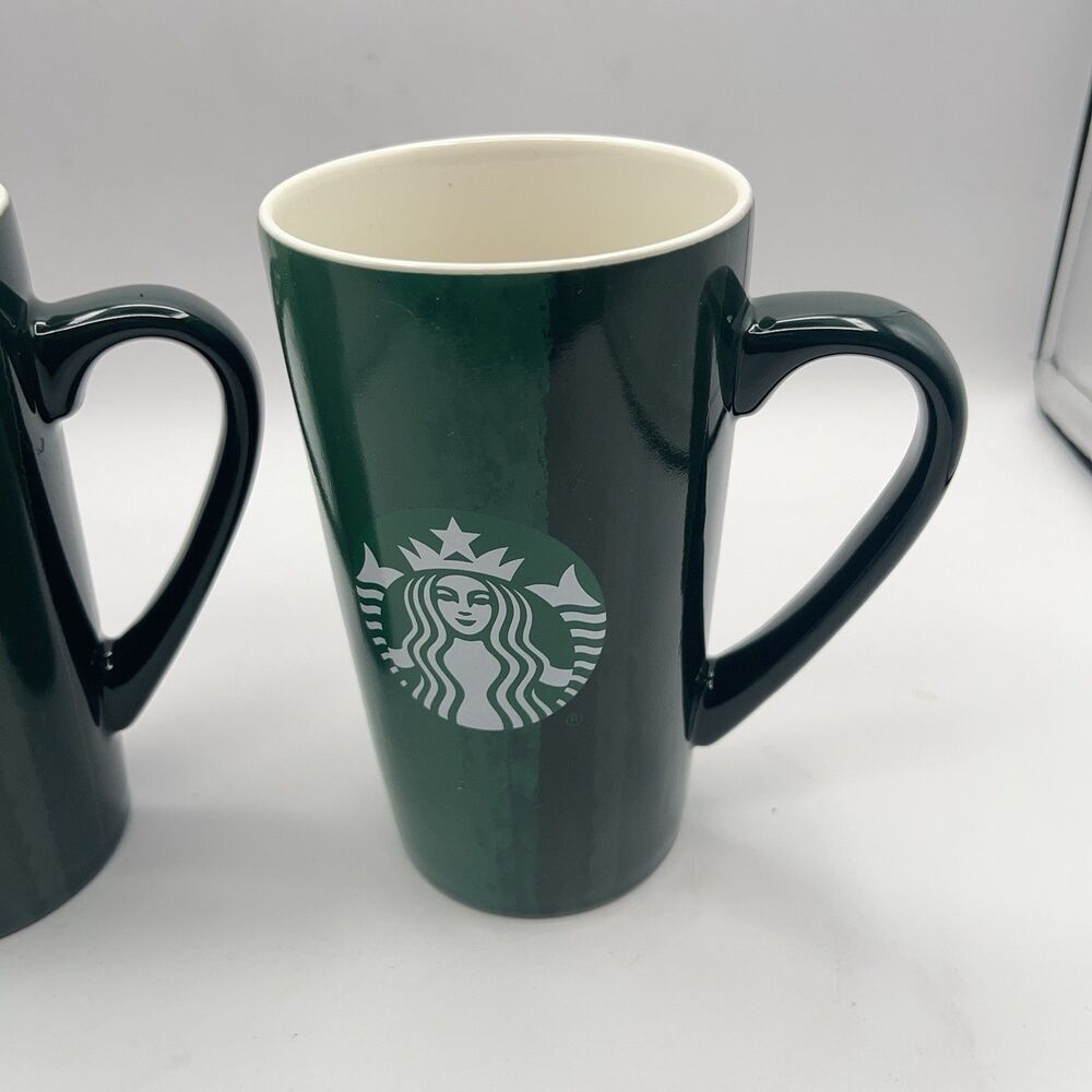 Starbucks Mugs 2021 Holiday Brush Strokes 16 oz Tall Ceramic Coffee Set of 2 - Picture 6 of 16